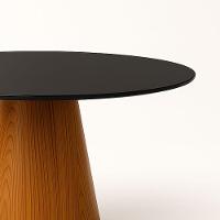 Mesa De Jantar Cone Redonda 110 Cm Base Madeira Freijó Tampo Laca Cor Branco - 3