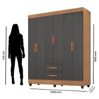 Guarda Roupa Casal Lite 6 Portas Nature Cinza - Móveis Leão - 2
