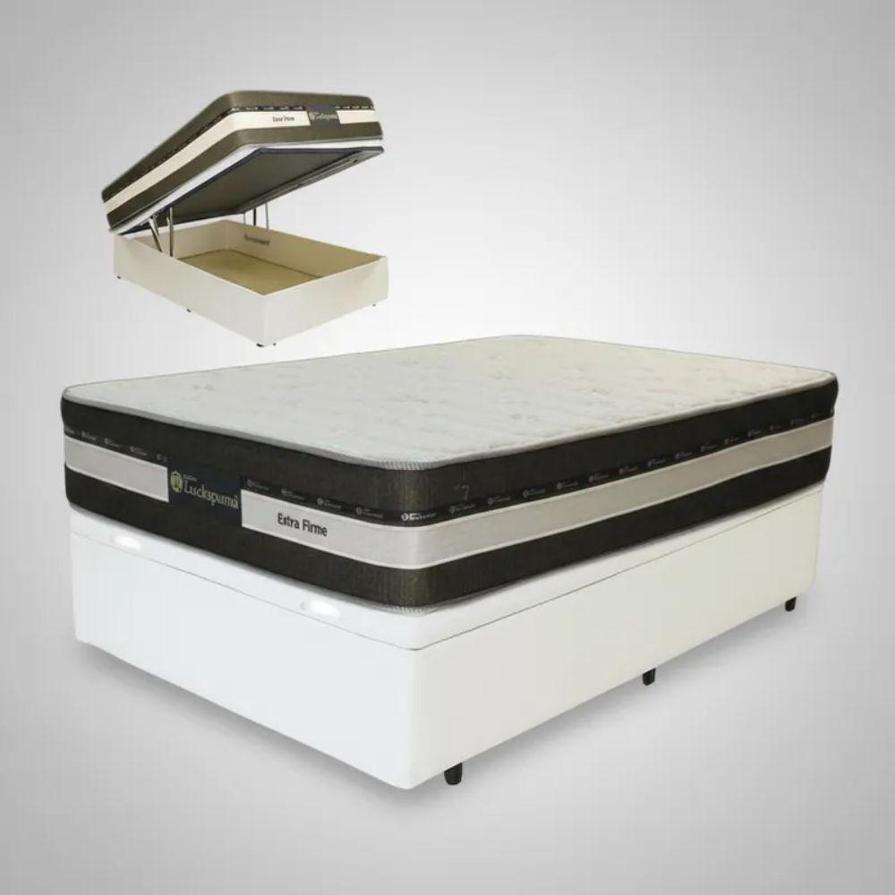 Cama Box Baú Casal Sintético + Colchão Esplendor Molas Ensacadas Luckspuma 138x188x75 Cor:branco - 5