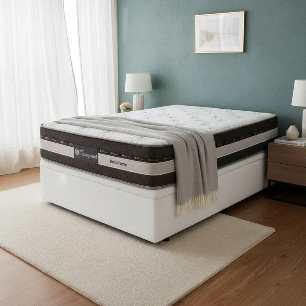 Cama Box Baú Casal Sintético + Colchão Esplendor Molas Ensacadas Luckspuma 138x188x75 Cor:branco - 6