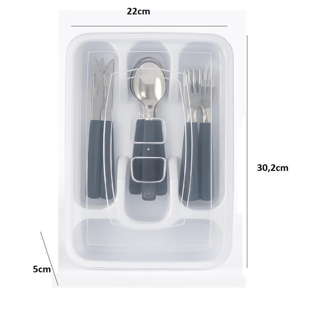 Porta Talheres Com Tampa Organizador Talher Gaveta Armario Utensilios Cozinha 4 Divisorias Viagem Churrasco Camping - 8