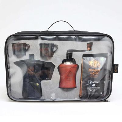 Kit Café Gourmet 500g + Moinho Madeira + Cafeteira + Bolsa