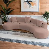 Kit Sofá Modular 4 Lugares 360cm Moderno Curvo Orgânico Duna Linho Cor Rosê - 5