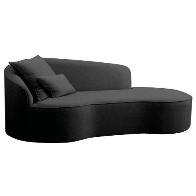 Divã Recamier Curvo Sala De Estar Recepção Inglaterra 180cm Lado Direito Linho Cor Preto