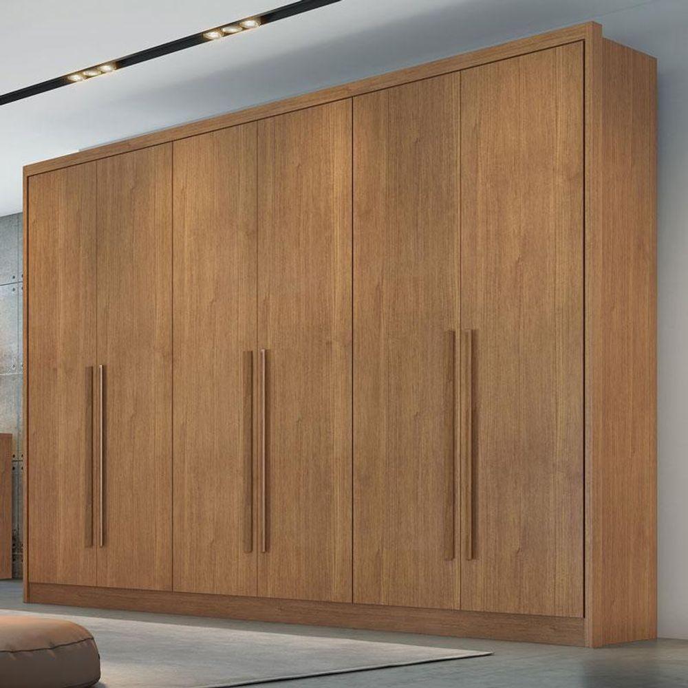 Guarda Roupa Casal Livorno 6 Portas 4 Gavetas Cumaru 23 Com Nicho - Novo Horizonte - 8