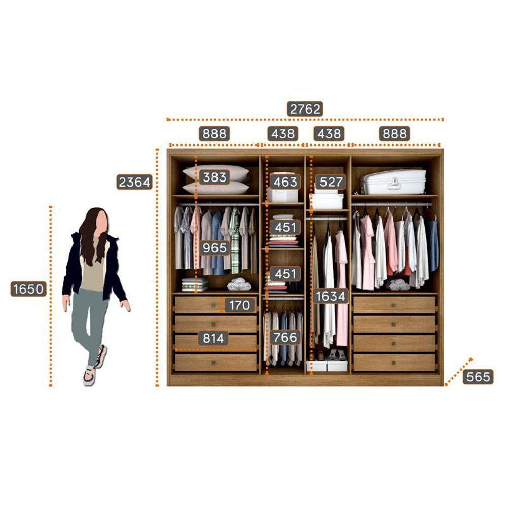 Guarda Roupa Casal Livorno 6 Portas 8 Gavetas Cumaru 25 Fendi - Novo Horizonte - 2