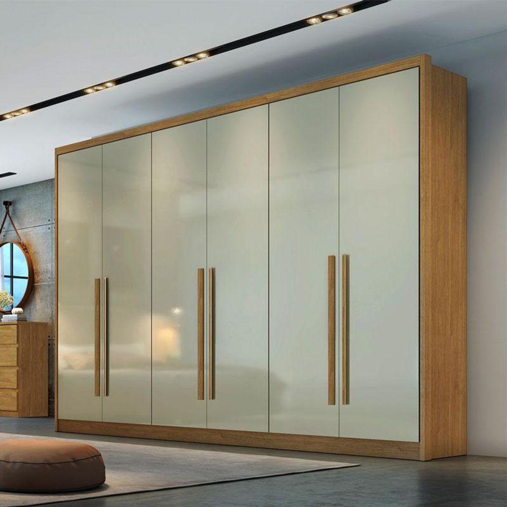 Guarda Roupa Casal Livorno 6 Portas 8 Gavetas Cumaru 25 Fendi - Novo Horizonte - 6
