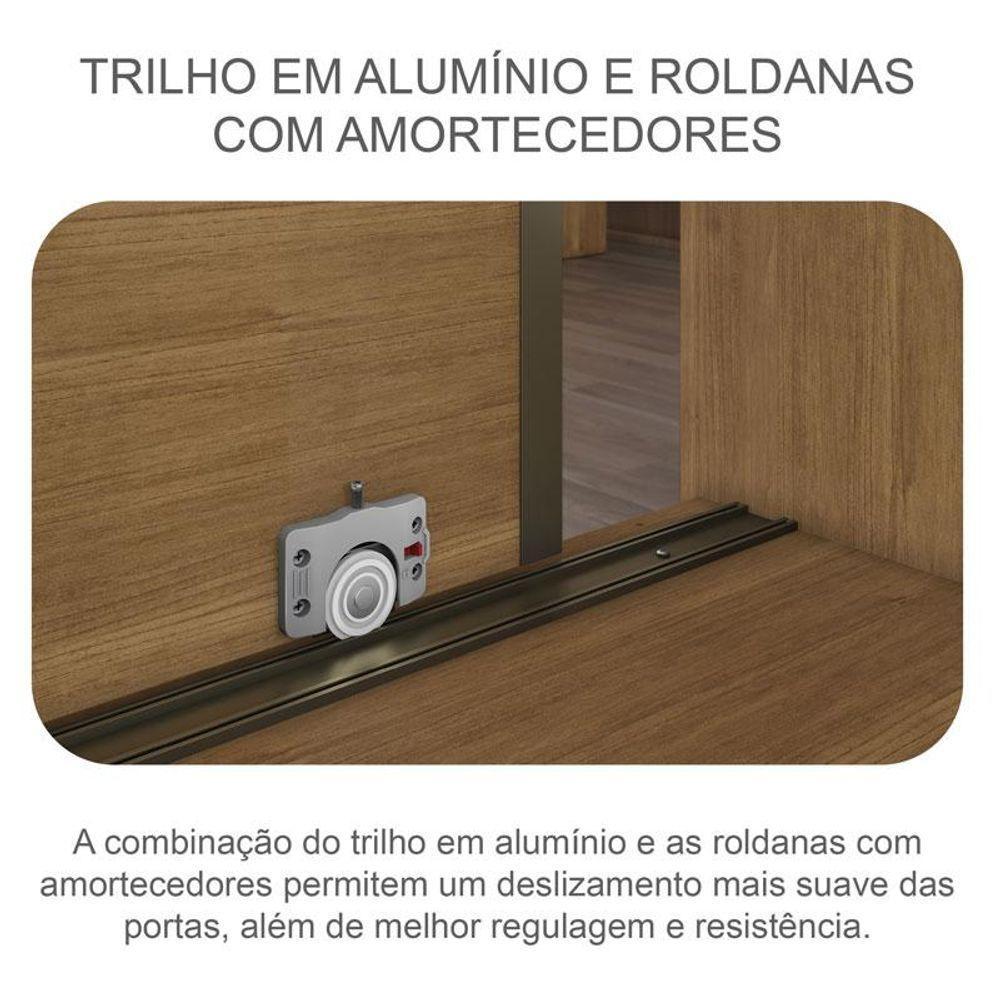 Guarda Roupa Casal Medelim 3 Portas 6 Gavetas Cumaru 25 Fendi Com Espelho - Novo Horizonte - 5