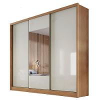 Guarda Roupa Casal Medelim 3 Portas 6 Gavetas Cumaru 25 Fendi Com Espelho - Novo Horizonte - 1