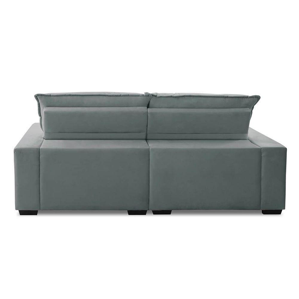 Sofa Retratil Reclinavel 2 Lugares 2,20m Atlantis Veludo Cinza Claro Lansofbr - 6