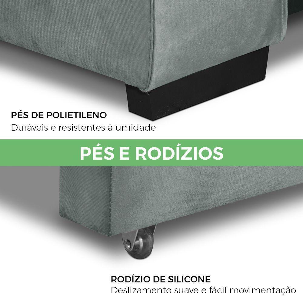 Sofa Retratil Reclinavel 2 Lugares 2,20m Atlantis Veludo Cinza Claro Lansofbr - 8
