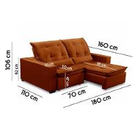 Sofa Retratil Reclinavel 2 Lugares 1,80m Atlantis Veludo Terracota Lansofbr - 7