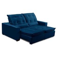 Sofa Retratil Reclinavel 2 Lugares 2,10m Atlantis Veludo Azul Lansofbr - 2
