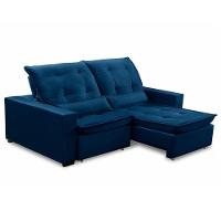 Sofa Retratil Reclinavel 2 Lugares 2,10m Atlantis Veludo Azul Lansofbr - 3