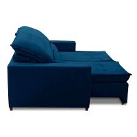 Sofa Retratil Reclinavel 2 Lugares 2,10m Atlantis Veludo Azul Lansofbr - 6