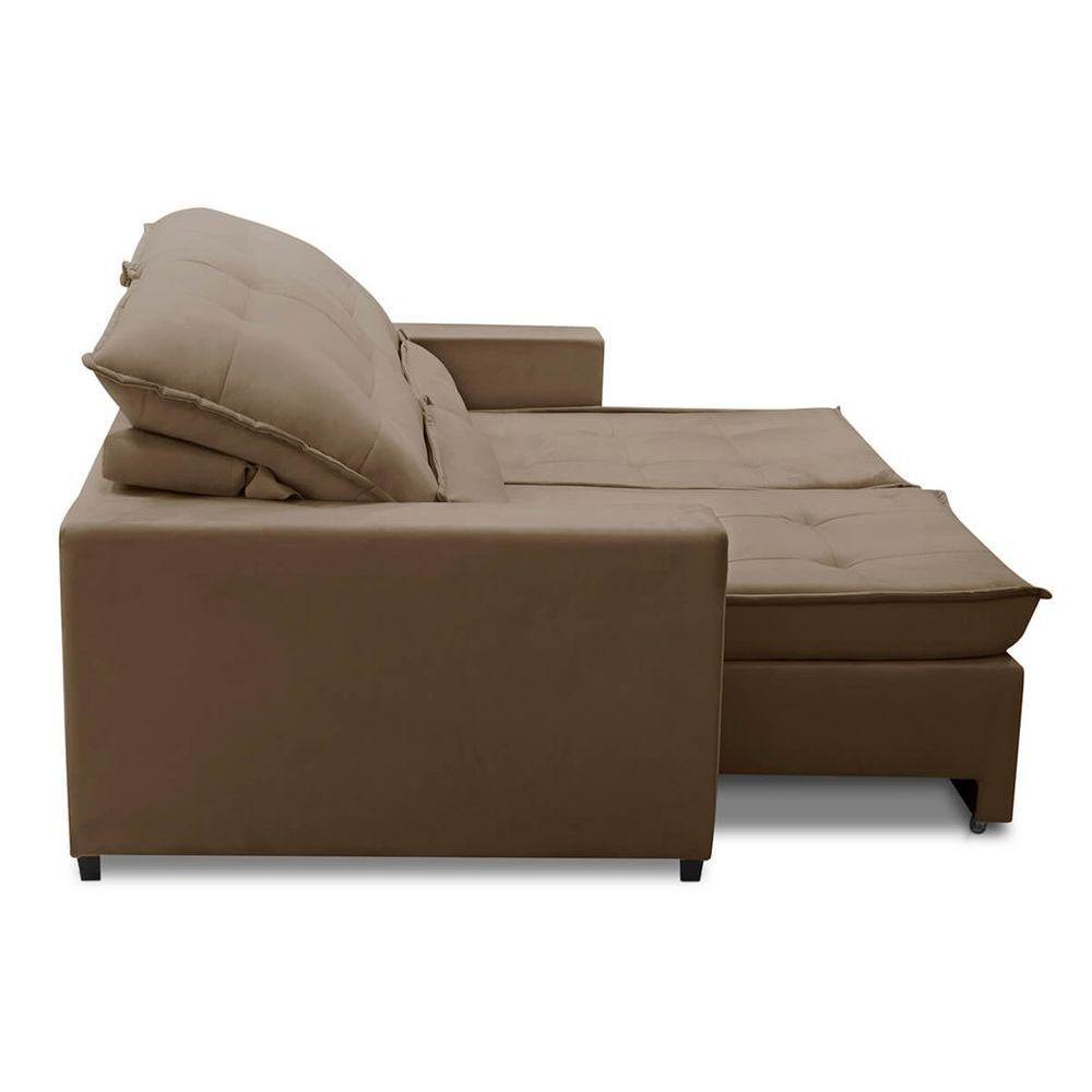 Sofa Retratil Reclinavel 2 Lugares 1,80m Atlantis Veludo Capuccino Lansofbr - 5