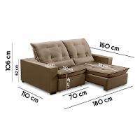 Sofa Retratil Reclinavel 2 Lugares 1,80m Atlantis Veludo Capuccino Lansofbr - 7