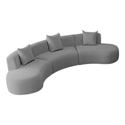 Kit Sofá Modular 4 Lugares 360cm Moderno Curvo Orgânico Duna Bouclé Cinza