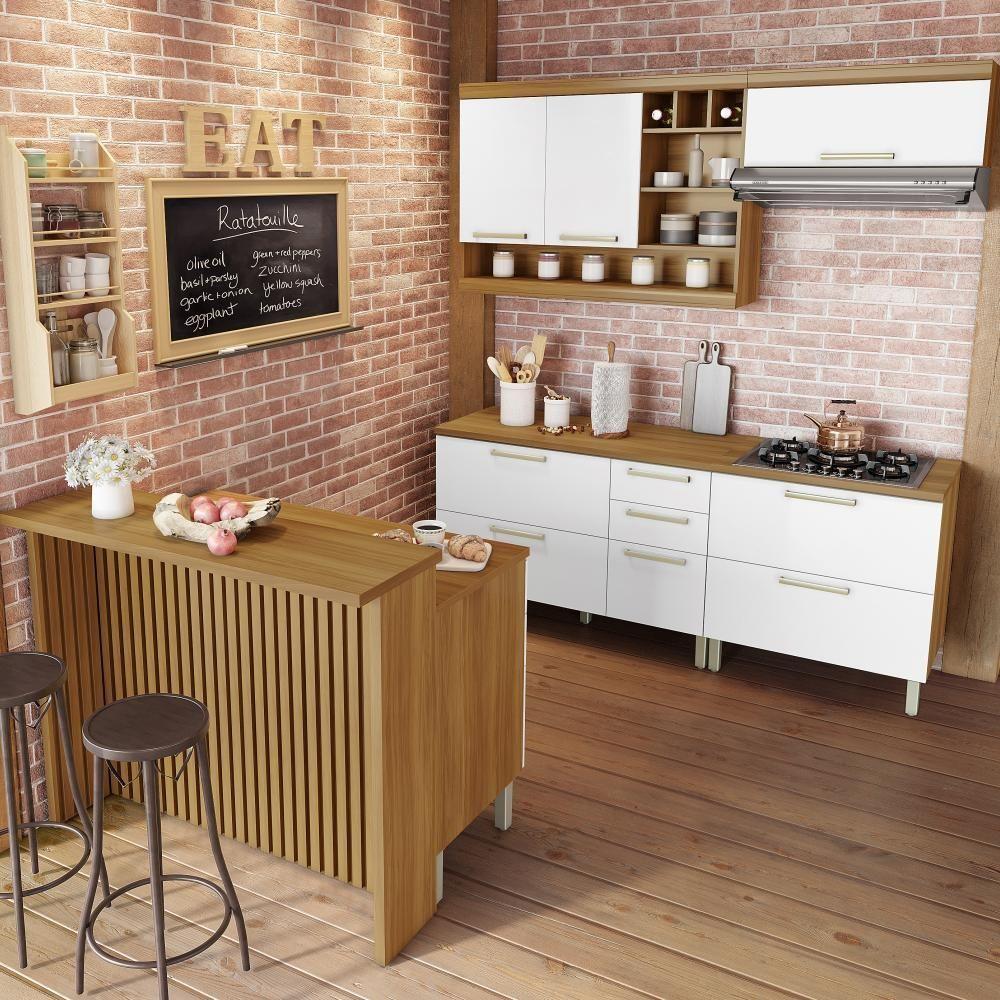 Cozinha 6 Peças Gourmet 100% Mdf Freijó/branco Burguesa Nesher Freijó/branco - 1