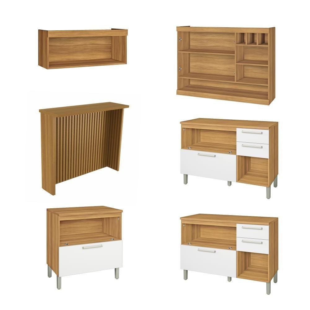 Cozinha 6 Peças Gourmet 100% Mdf Freijó/branco Burguesa Nesher Freijó/branco - 4