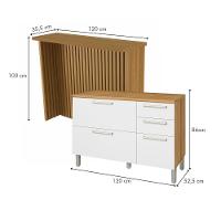 Cozinha 6 Peças Gourmet 100% Mdf Freijó/branco Burguesa Nesher Freijó/branco - 3