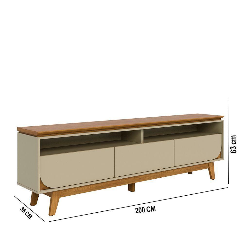 Rack Tv 75 Pol 200cm Bancada Para Sala Elarin M20 - D'rossi Cor Cumaru E Opala - 3
