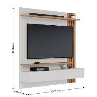 Painel Para Tv Home Suspenso Juriti 1.5 Off White Matte Freijó Com Mesa De Centro Jeri Off White Freijó - Colibri - 5