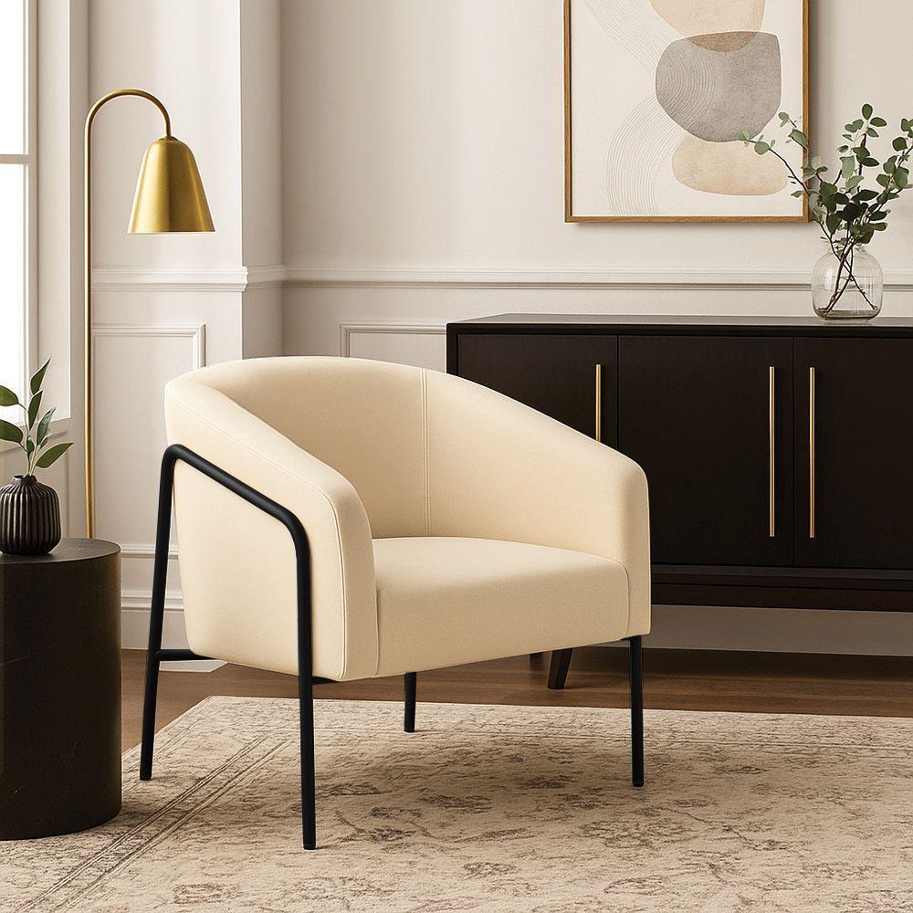 Poltrona Sala Industrial Alta Preto Stella Suede Bege D03 - D'rossi - 1