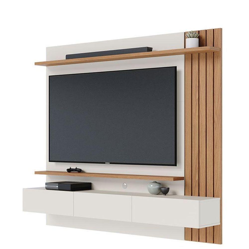 Painel Para Tv Home Suspenso Juriti 1.8 Off White Matte Freijó Com Mesa De Centro Jeri Freijó Off White - Colibri - 2