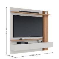Painel Para Tv Home Suspenso Juriti 1.8 Off White Matte Freijó Com Mesa De Centro Jeri Freijó Off White - Colibri
