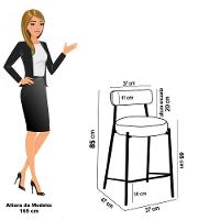 Banqueta Cozinha Alta Com Encosto Industrial Champanhe Kit 3 Londres Pu D03 - D'rossi Cor Preto