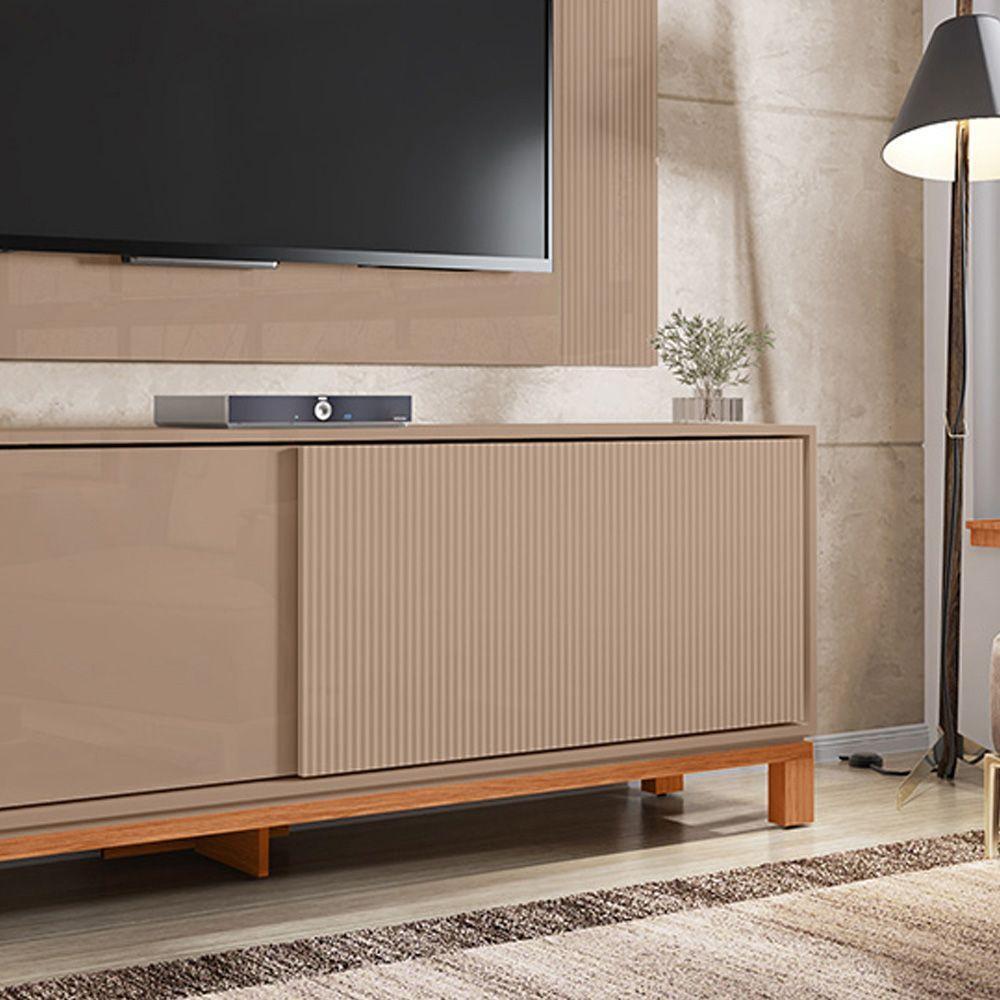 Painel Tv 65 Pol 180cm Com Rack Bancada Para Sala Visari C01 - D'rossi Cor Marrom/freijó - 4