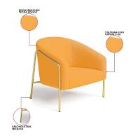 Poltrona Sala Industrial Alta Dourado Kit 2 Stella Bouclê D03 - D'rossi Cor Mostarda - 3