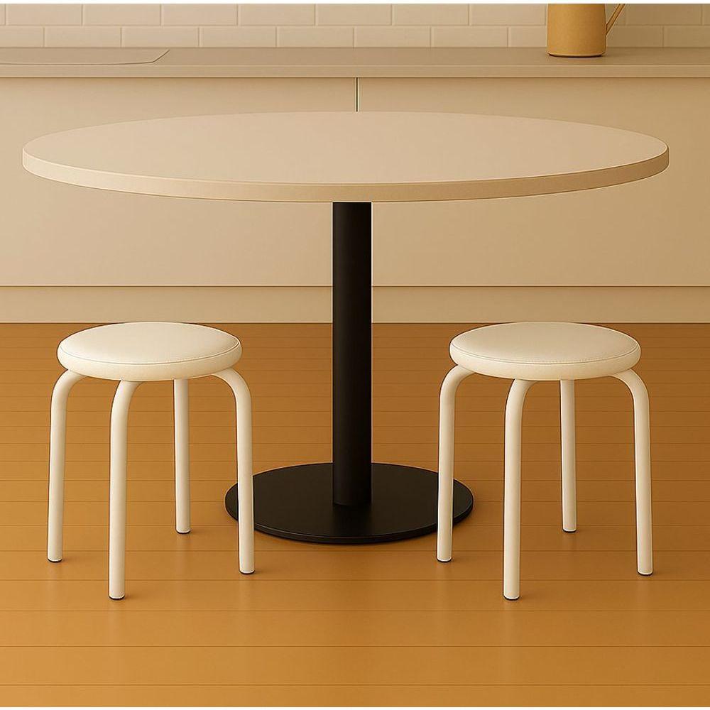 Banqueta Cozinha Baixa Empilhável Industrial Kit 2 Jully D03 - D'rossi Branco - 1