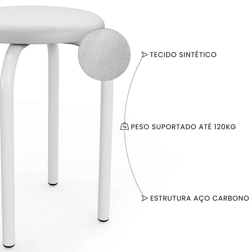 Banqueta Cozinha Baixa Empilhável Industrial Kit 2 Jully D03 - D'rossi Branco - 3