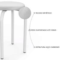 Banqueta Cozinha Baixa Empilhável Industrial Kit 2 Jully D03 - D'rossi Branco - 3