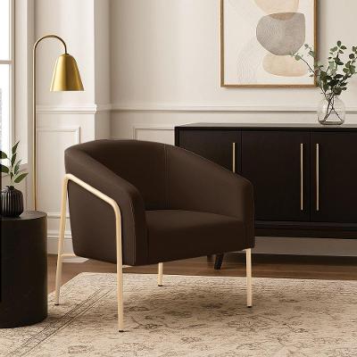 Poltrona Sala Industrial Alta Champanhe Stella Suede D03 - D'rossi Cor Marrom