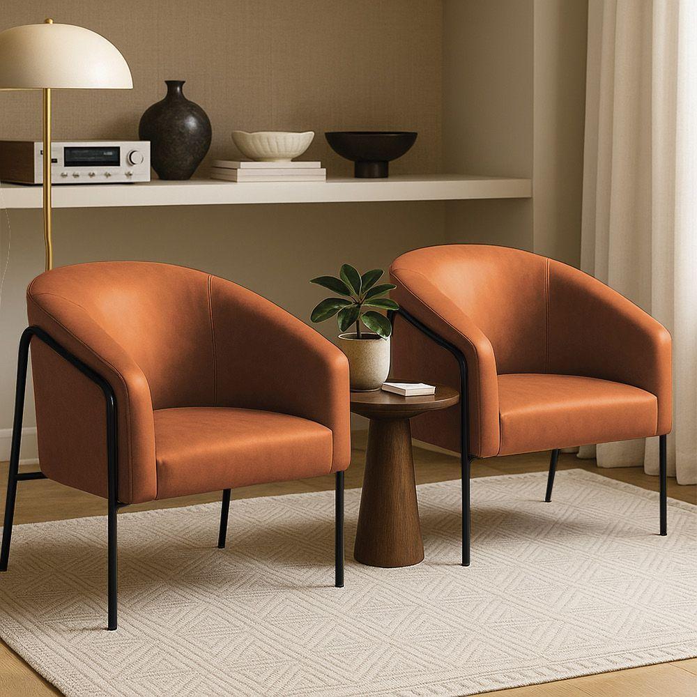 Poltrona Sala Industrial Alta Preto Kit 2 Stella Sintético Pu Nozes D03 - D'rossi - 1