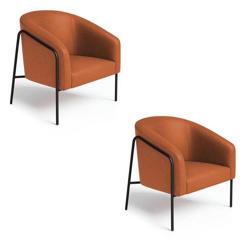 Poltrona Sala Industrial Alta Preto Kit 2 Stella Sintético Pu Nozes D03 - D'rossi - 2