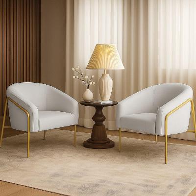 Poltrona Sala Industrial Alta Dourado Kit 2 Stella Linho D03 - D'rossi Cor Cinza