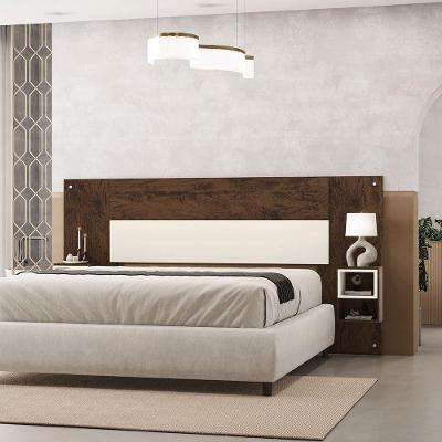 Cabeceira Casal Extensível Cama Box 236-176cm Cibely V01 - D'rossi Cor Imbuia E Champanhe