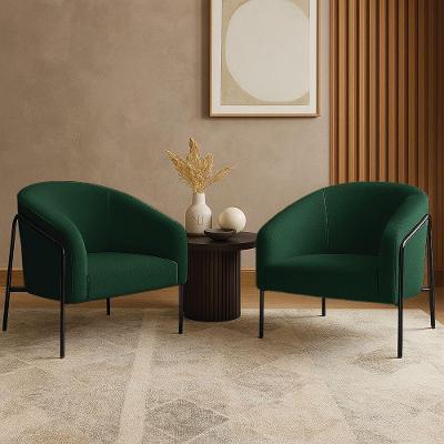 Poltrona Sala Industrial Alta Preto Kit 2 Stella Bouclê D03 - D'rossi Cor Verde