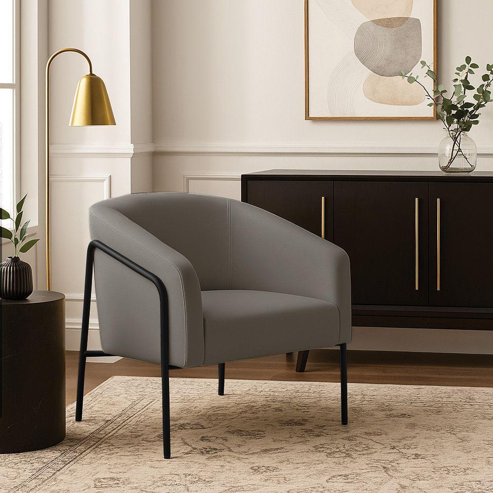 Poltrona Sala Industrial Alta Preto Stella Suede D03 - D'rossi Cor Grafite - 1