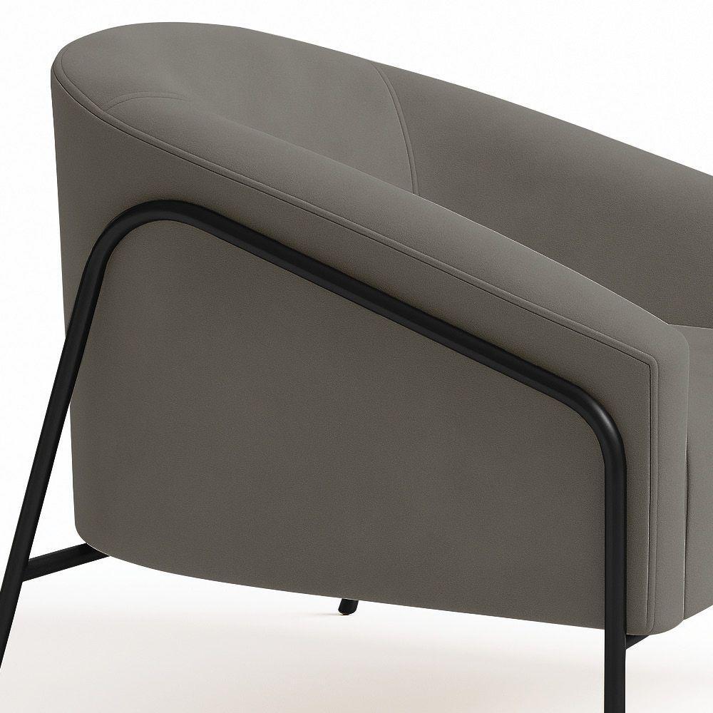 Poltrona Sala Industrial Alta Preto Stella Suede D03 - D'rossi Cor Grafite - 7