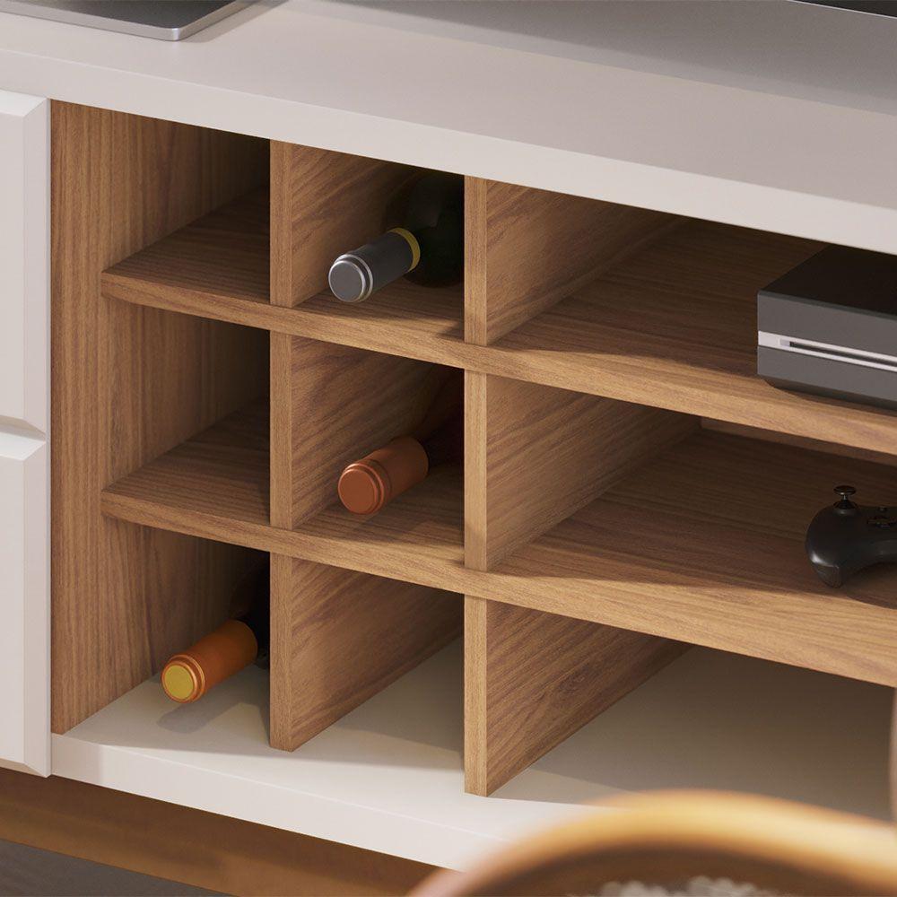 Rack Para Sala Bancada De Tv 70 Pol 180cm Cinthia C04 - D'rossi Cor Preto Fosco E Noce Milano - 9