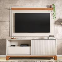 Painel Tv 55 Pol 150cm Com Rack Bancada Para Sala Visari C01 - D'rossi Cor Off White/freijó - 1