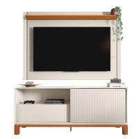Painel Tv 55 Pol 150cm Com Rack Bancada Para Sala Visari C01 - D'rossi Cor Off White/freijó - 4