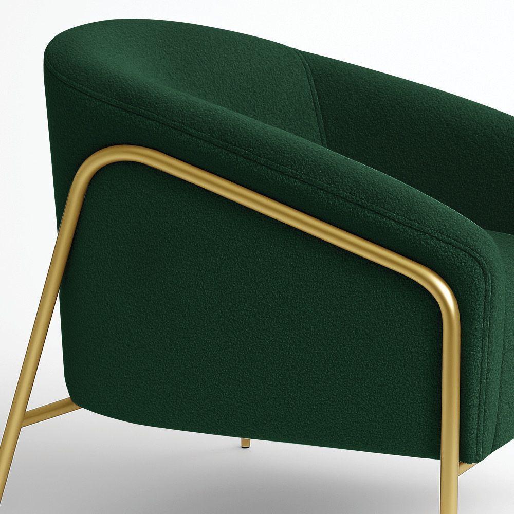 Poltrona Sala Industrial Alta Dourado Kit 2 Stella Bouclê Verde D03 - D'rossi - 8