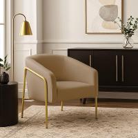 Poltrona Sala Industrial Alta Dourado Stella Suede D03 - D'rossi Cor Marrom Rato - 1