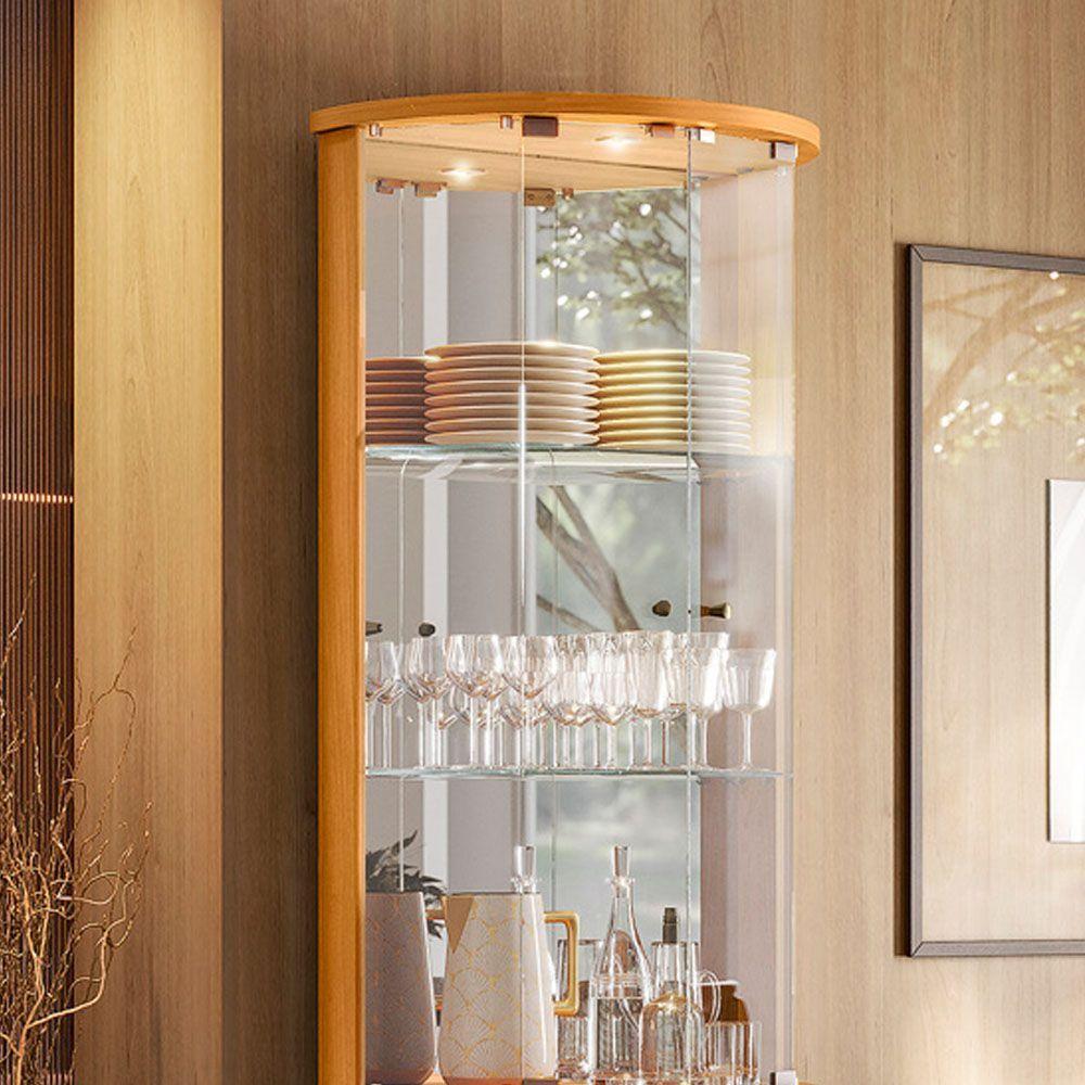 Cristaleira De Vidro Com Led 67cm Sala De Jantar Ravion M20 - D'rossi Cor Cinamomo E Off White - 4